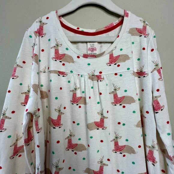 MINI BODEN Reindeer Nightgown 11-12Y 152 Red Holiday Print Christmas Nightie - Picture 3 of 7